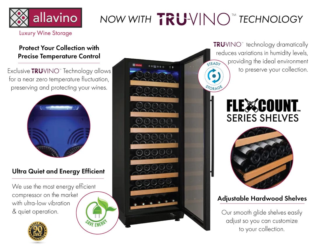 Allavino Residential Black 24" Wide Vite II 99 Bottle Single Zone Wine Refrigerator