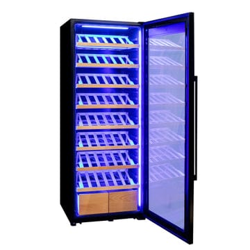 Allavino Residential Black 29" Wide 248 Bottle Single Zone Black Glass Right Hinge Wine Refrigerator with Display Shelving