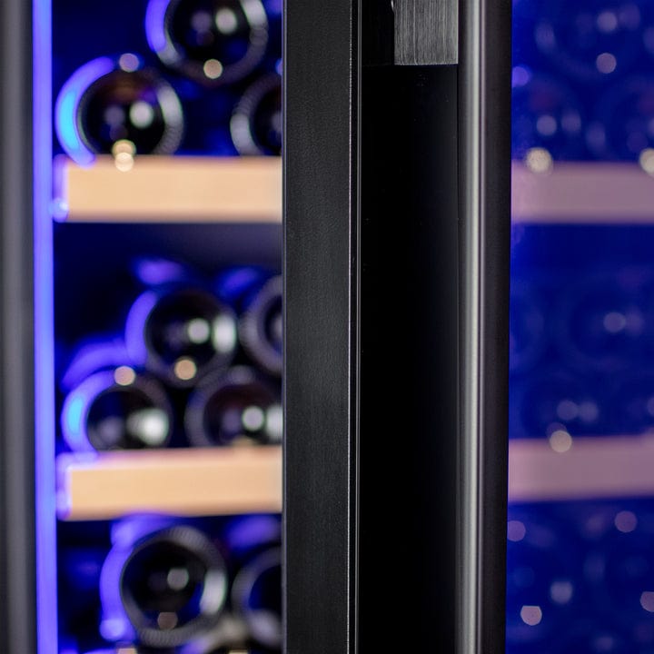 Allavino Residential Black 29" Wide 248 Bottle Single Zone Black Glass Right Hinge Wine Refrigerator with Display Shelving