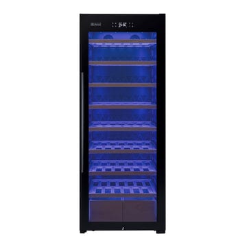 Allavino Residential Black 29" Wide 248 Bottle Single Zone Black Glass Right Hinge Wine Refrigerator with Display Shelving