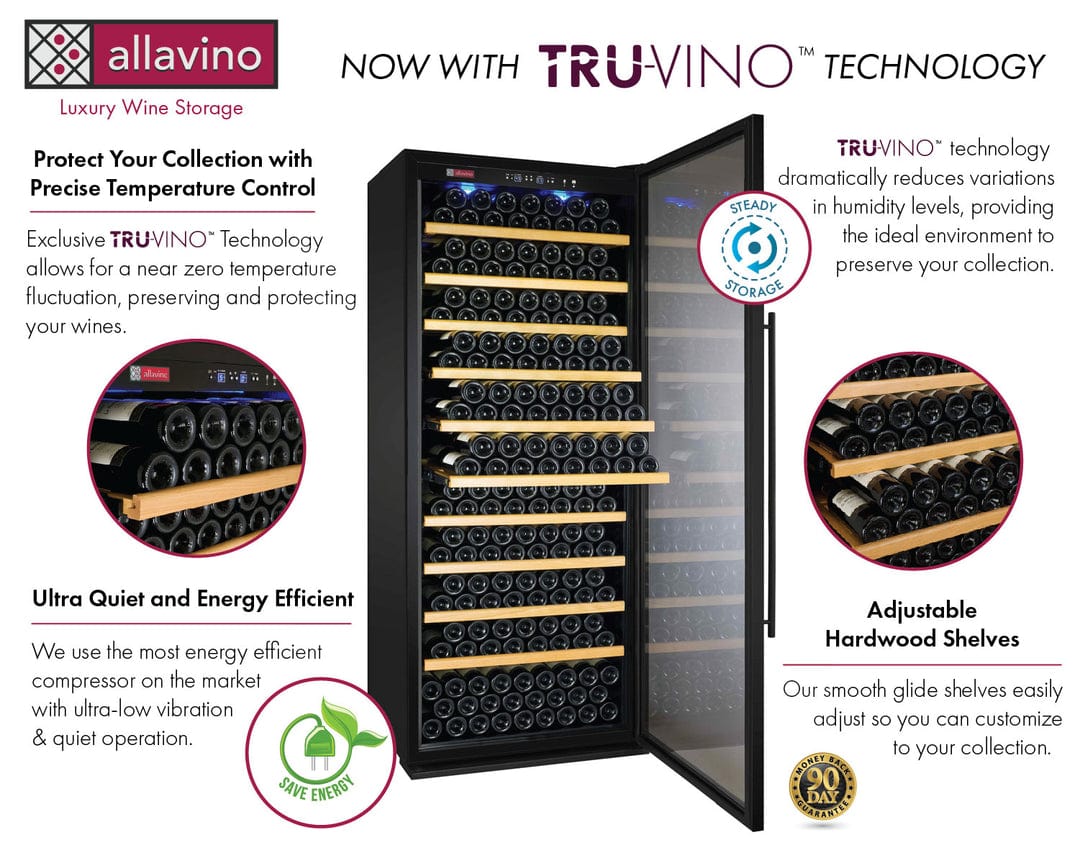 Allavino Residential Black 32" Wide Vite II Tru-Vino 277 Bottle Single Zone Black Right Hinge Wine Refrigerator