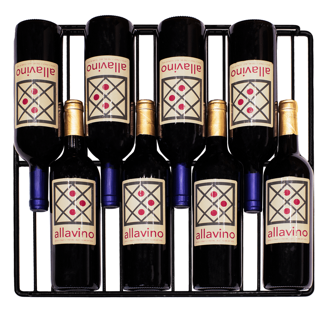 Allavino Residential Black Contemporary 102 Bottle Single Zone Freestanding Wine Refrigerator with Black Glass Door