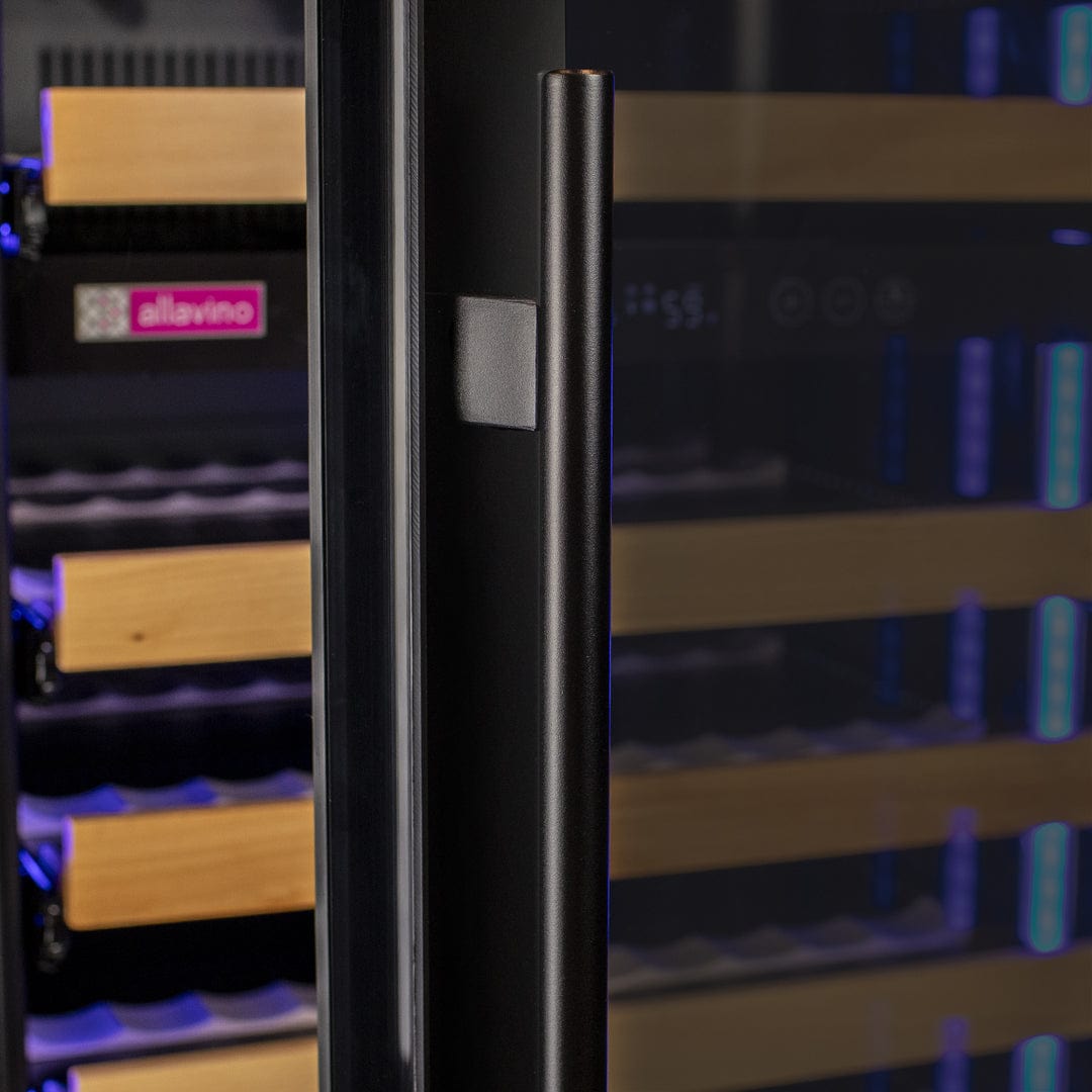 Allavino Residential Black Reserva Series 119 Bottle 55" Tall Single Zone Left Hinge Black Glass Wine Refrigerator