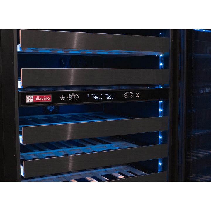 Allavino Residential Black Reserva Series 50 Bottle 34" Tall Dual Zone Left Hinge Black Stainless Steel Wine Cooler Refrigerator