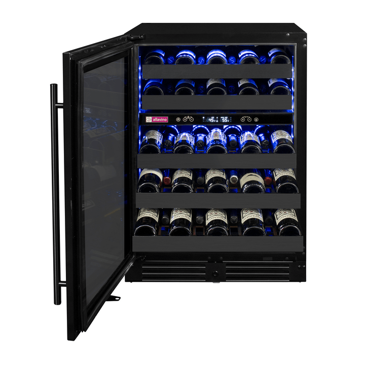 Allavino Residential Black Reserva Series 50 Bottle 34" Tall Dual Zone Left Hinge Black Stainless Steel Wine Cooler Refrigerator