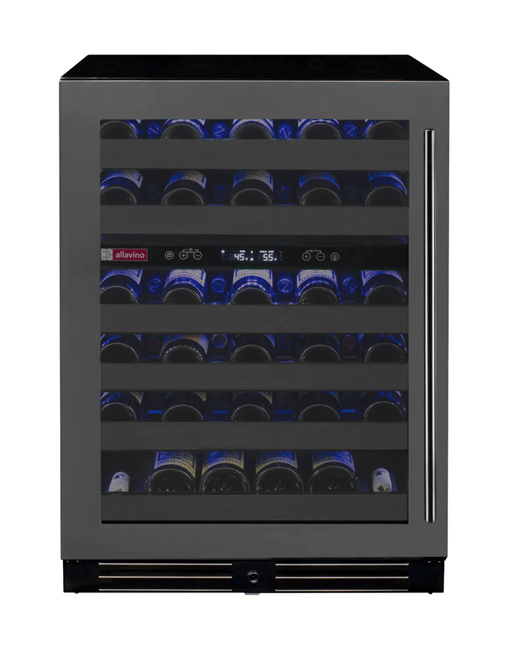 Allavino Residential Black Reserva Series 50 Bottle 34" Tall Dual Zone Left Hinge Black Stainless Steel Wine Cooler Refrigerator