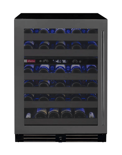 Allavino Residential Black Reserva Series 50 Bottle 34" Tall Dual Zone Left Hinge Black Stainless Steel Wine Cooler Refrigerator