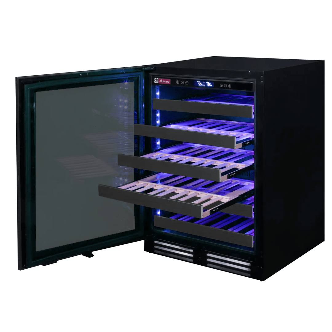 Allavino Residential Black Reserva Series 50 Bottle 34" Tall Single Zone Left Hinge Black Stainless Steel Wine Cooler Refrigerator