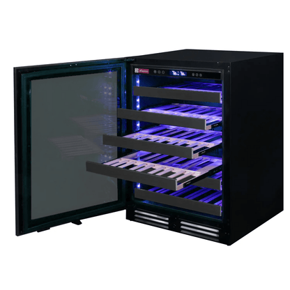 Allavino Residential Black Reserva Series 50 Bottle 34" Tall Single Zone Left Hinge Black Stainless Steel Wine Cooler Refrigerator
