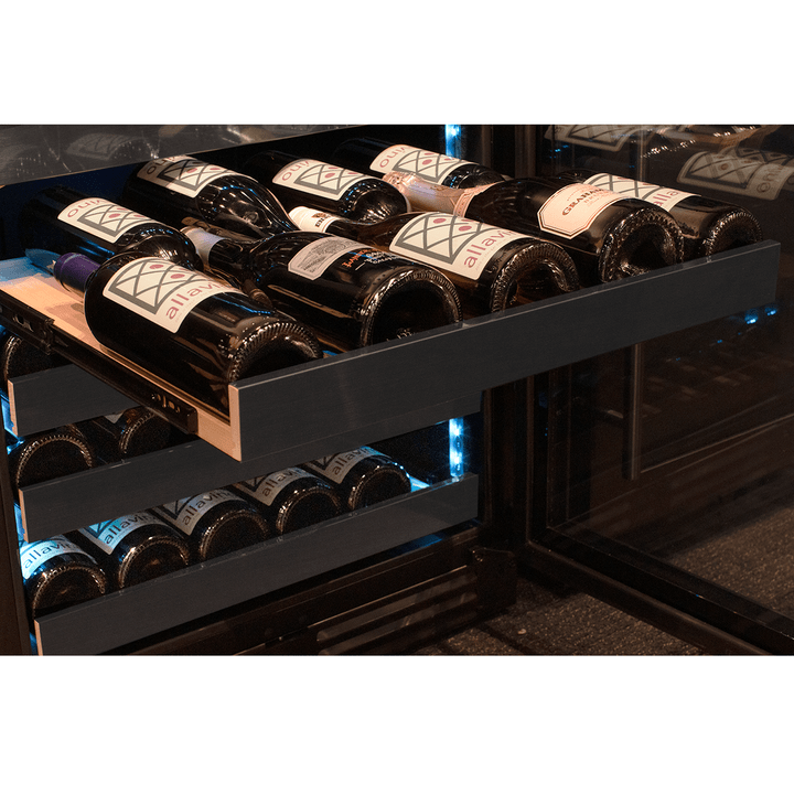 Allavino Residential Black Reserva Series 50 Bottle Dual Zone Undercounter Wine Cooler Refrigerator with Black Stainless Steel Door - Right Hinge