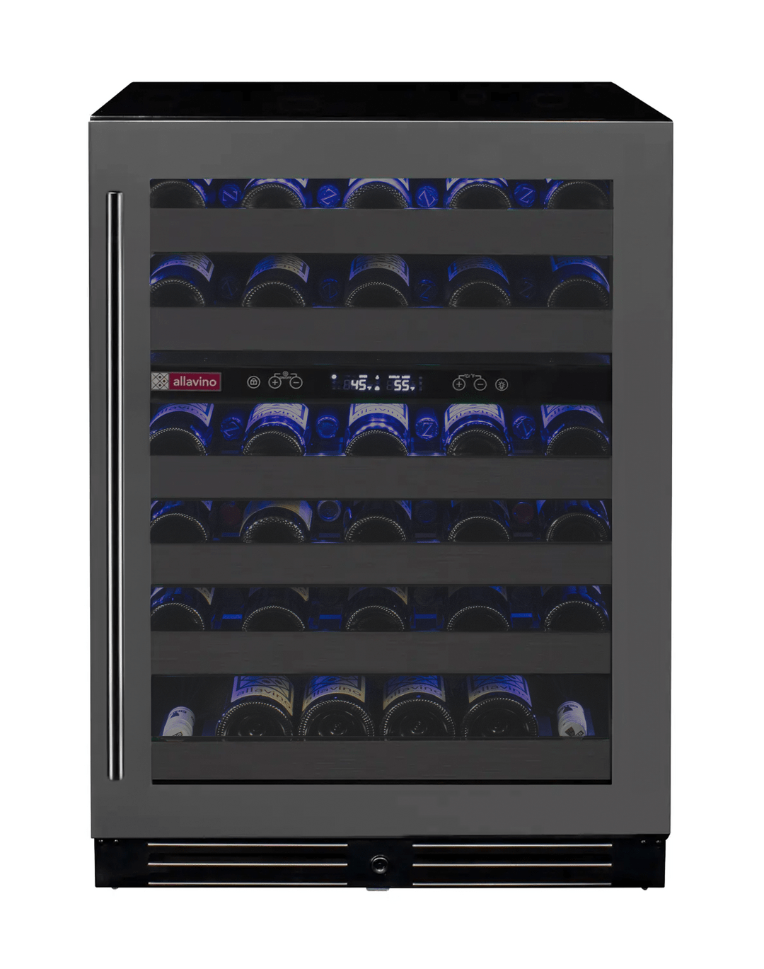 Allavino Residential Black Reserva Series 50 Bottle Dual Zone Undercounter Wine Cooler Refrigerator with Black Stainless Steel Door - Right Hinge