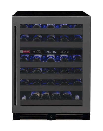 Allavino Residential Black Reserva Series 50 Bottle Dual Zone Undercounter Wine Cooler Refrigerator with Black Stainless Steel Door - Right Hinge