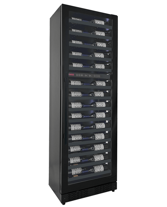 Allavino Residential Black Reserva Series 67 Bottle 71" Tall Dual Zone Right Hinge Black Shallow Wine Refrigerator with Wood Shelf Fronts