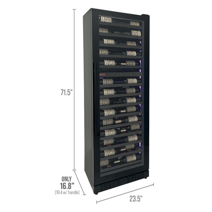 Allavino Residential Black Reserva Series 67 Bottle 71" Tall Dual Zone Right Hinge Black Shallow Wine Refrigerator with Wood Shelf Fronts