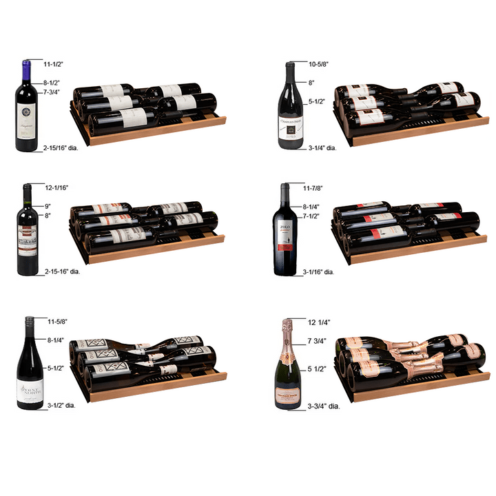 Allavino Residential Black Reserva Series 67 Bottle 71" Tall Dual Zone Right Hinge Black Shallow Wine Refrigerator with Wood Shelf Fronts