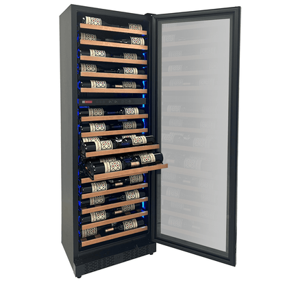 Allavino Residential Black Reserva Series 67 Bottle 71" Tall Dual Zone Right Hinge Black Shallow Wine Refrigerator with Wood Shelf Fronts