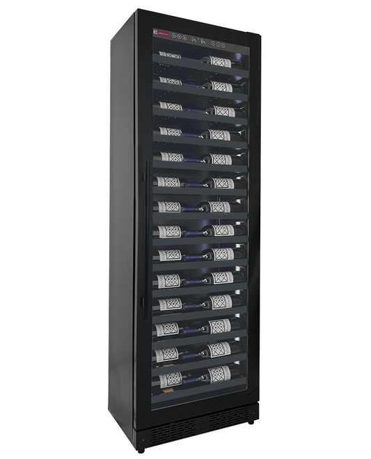 Allavino Residential Black Reserva Series 67 Bottle 71" Tall Dual Zone Right Hinge Black Shallow Wine Refrigerator with Wood Shelf Fronts
