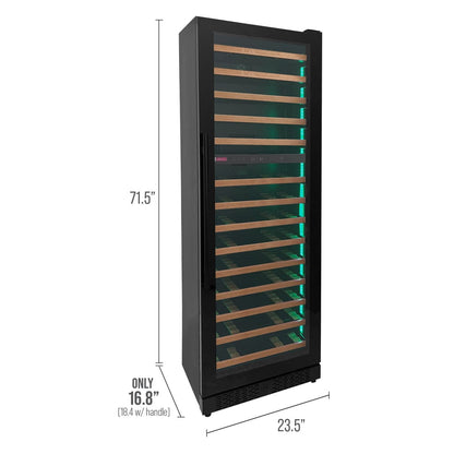 Allavino Residential Black Reserva Series 67 Bottle 71" Tall Dual Zone Right Hinge Black Shallow Wine Refrigerator with Wood Shelf Fronts