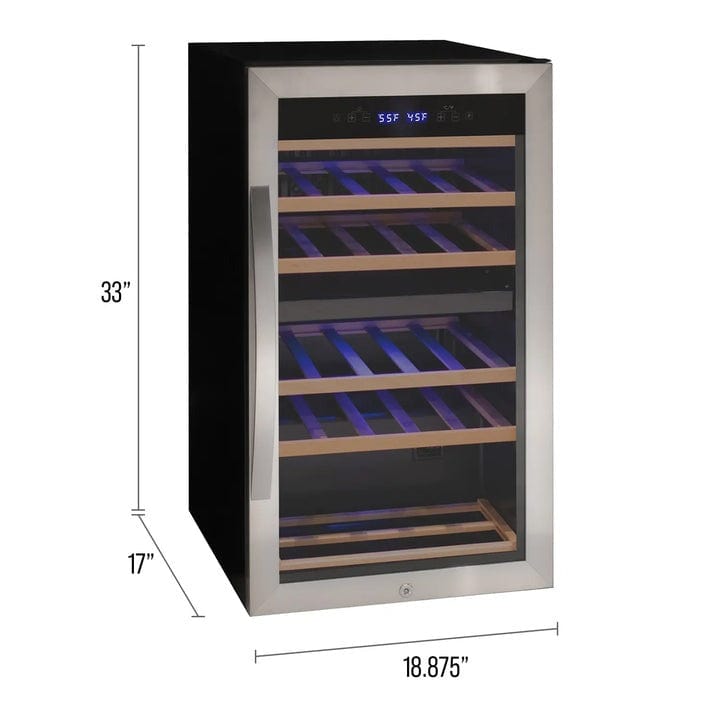 Allavino Residential Cascina Series 28 Bottle Dual Zone Freestanding Wine Cooler Refrigerator with Stainless Steel Door KWR28D-2SR