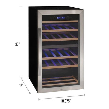 Allavino Residential Cascina Series 28 Bottle Dual Zone Freestanding Wine Cooler Refrigerator with Stainless Steel Door KWR28D-2SR