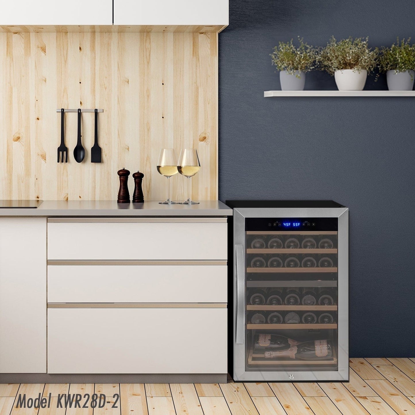 Allavino Residential Cascina Series 33 Bottle Single Zone Freestanding Wine Refrigerator Cooler with Stainless Steel Door KWR33S-1SR