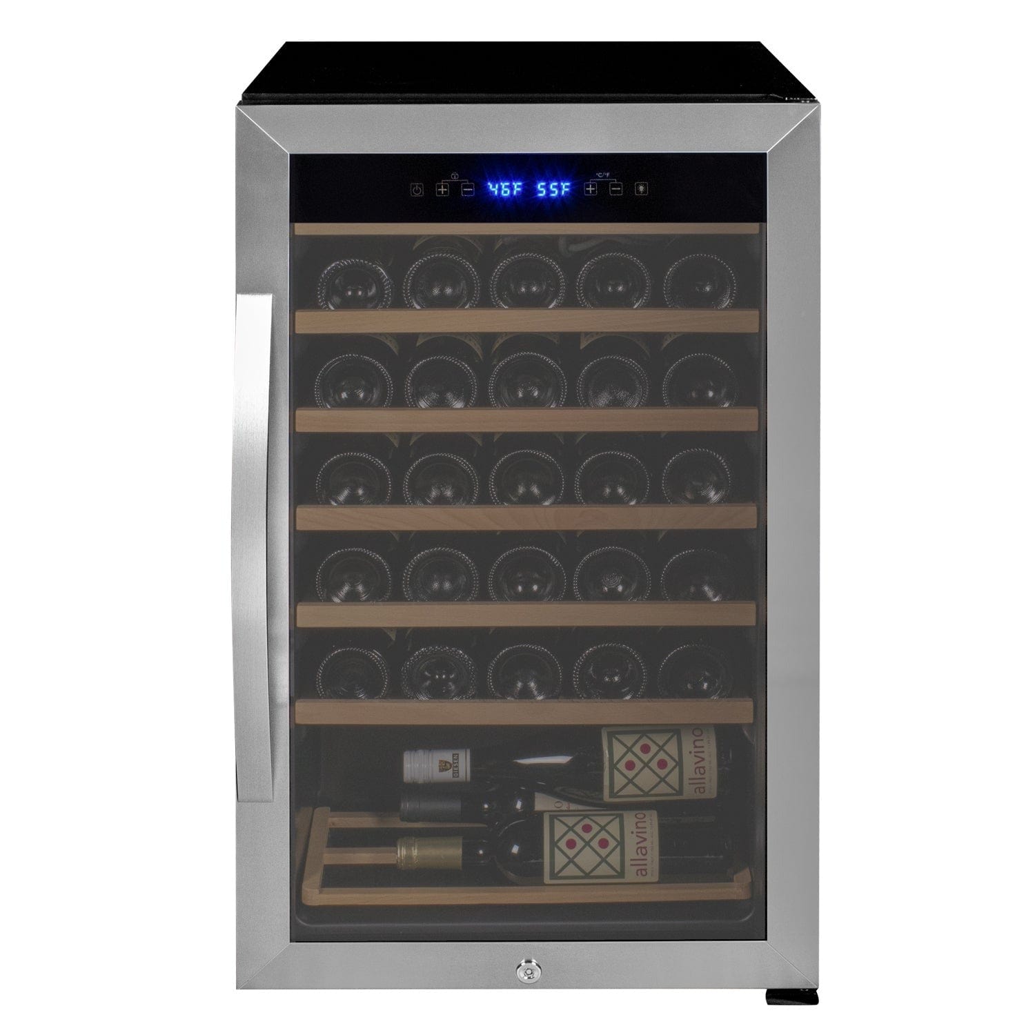 Allavino Residential Cascina Series 33 Bottle Single Zone Freestanding Wine Refrigerator Cooler with Stainless Steel Door KWR33S-1SR