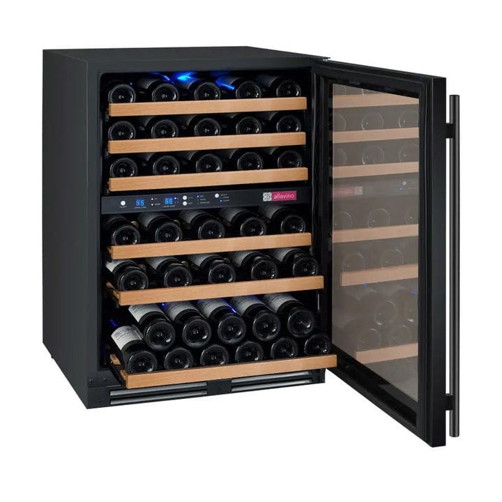 Allavino Residential FlexCount Series 56 Bottle Dual Zone Built-in Wine Cooler Refrigerator with Black Door - Right Hinge