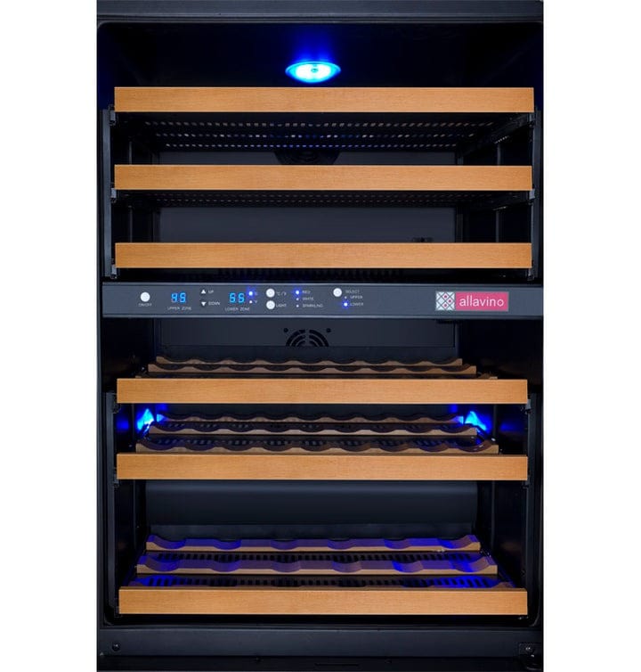 Allavino Residential FlexCount Series 56 Bottle Dual Zone Built-in Wine Cooler Refrigerator with Black Door - Right Hinge