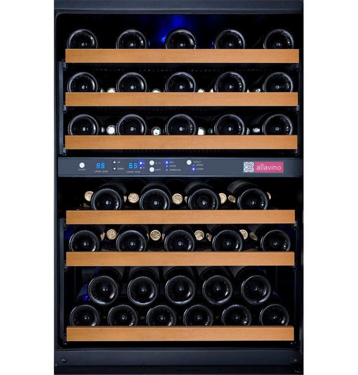 Allavino Residential FlexCount Series 56 Bottle Dual Zone Built-in Wine Cooler Refrigerator with Black Door - Right Hinge