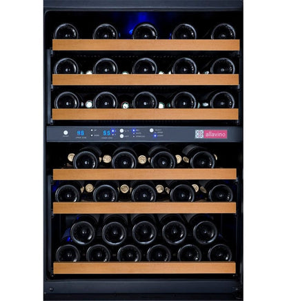 Allavino Residential FlexCount Series 56 Bottle Dual Zone Built-in Wine Cooler Refrigerator with Black Door - Right Hinge