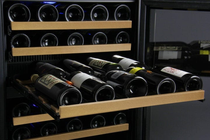 Allavino Residential FlexCount Series 56 Bottle Dual Zone Built-in Wine Cooler Refrigerator with Black Door - Right Hinge