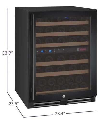 Allavino Residential FlexCount Series 56 Bottle Dual Zone Built-in Wine Cooler Refrigerator with Black Door - Right Hinge