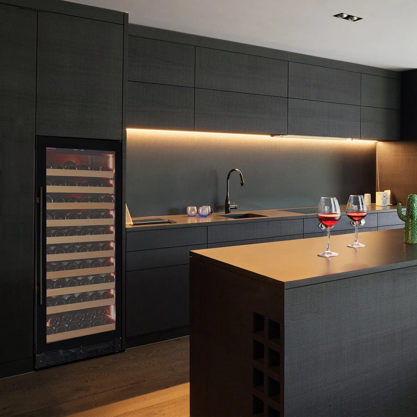 Allavino Residential Reserva Series 119 Bottle 55" Tall Single Zone Left Hinge Black Glass Wine Refrigerator VSW11955S-1BGL