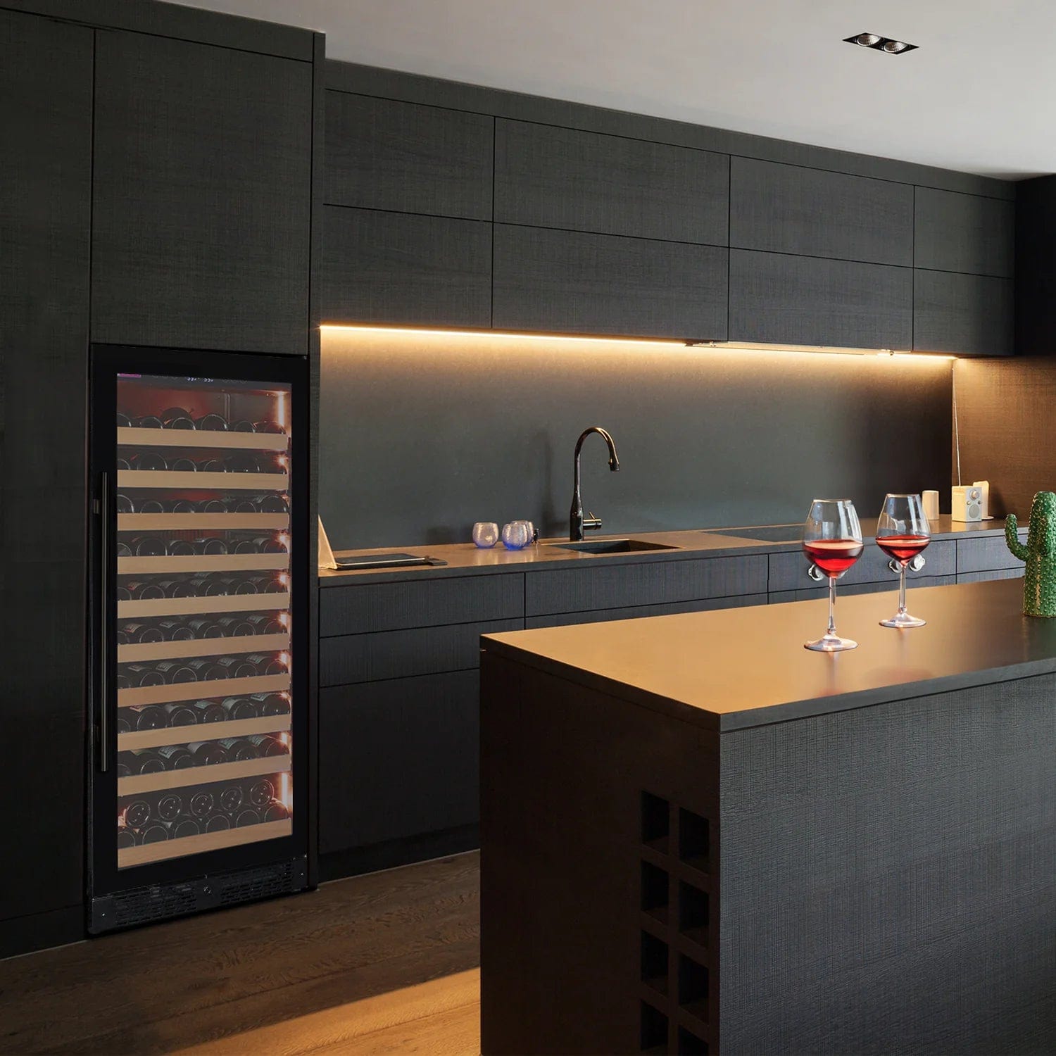 Allavino Residential Reserva Series 119 Bottle 55" Tall Single Zone Left Hinge Black Glass Wine Refrigerator VSW11955S-1BGL
