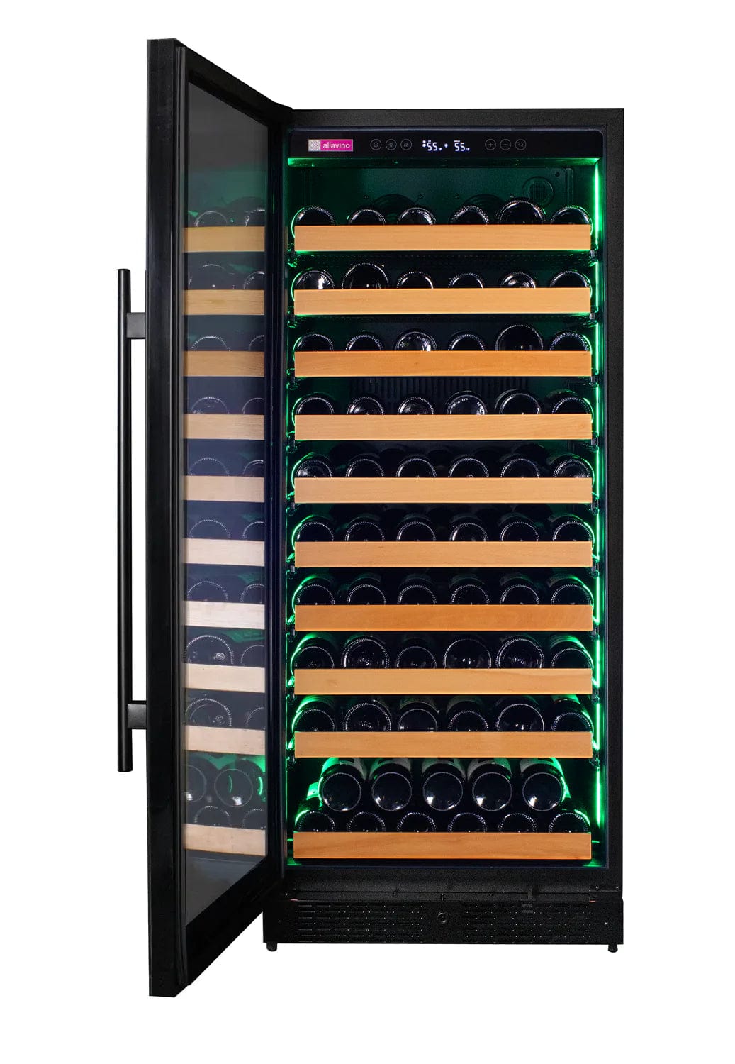 Allavino Residential Reserva Series 119 Bottle 55" Tall Single Zone Left Hinge Black Glass Wine Refrigerator VSW11955S-1BGL