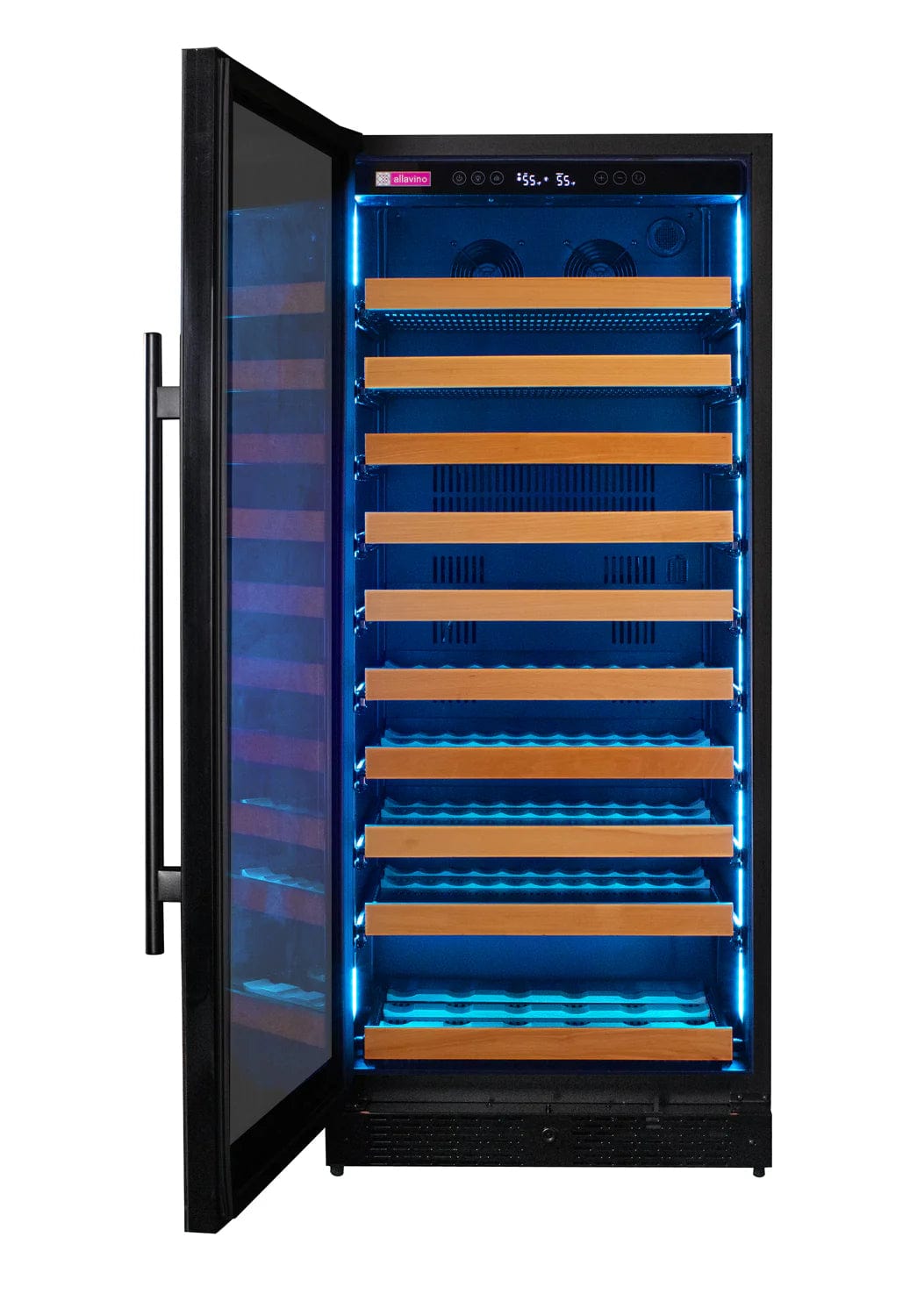 Allavino Residential Reserva Series 119 Bottle 55" Tall Single Zone Left Hinge Black Glass Wine Refrigerator VSW11955S-1BGL