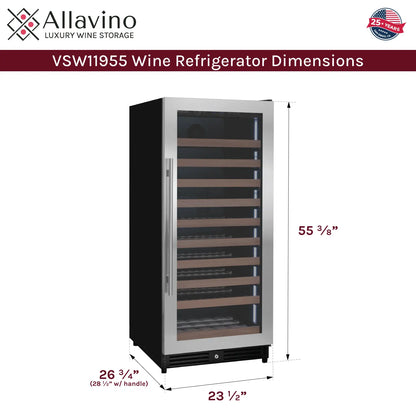 Allavino Residential Reserva Series 24" Wide Tru-Vino FlexCount II 119 Bottle Dual or Single Zone Wine Cabinet VSW11955S