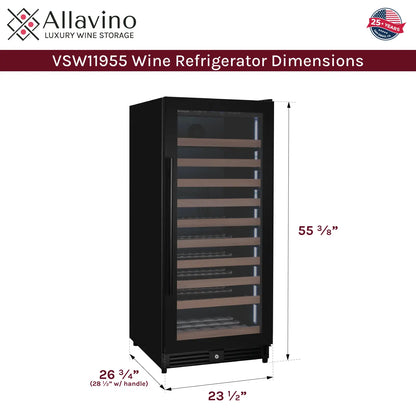 Allavino Residential Reserva Series 24" Wide Tru-Vino FlexCount II 119 Bottle Dual or Single Zone Wine Cabinet VSW11955S