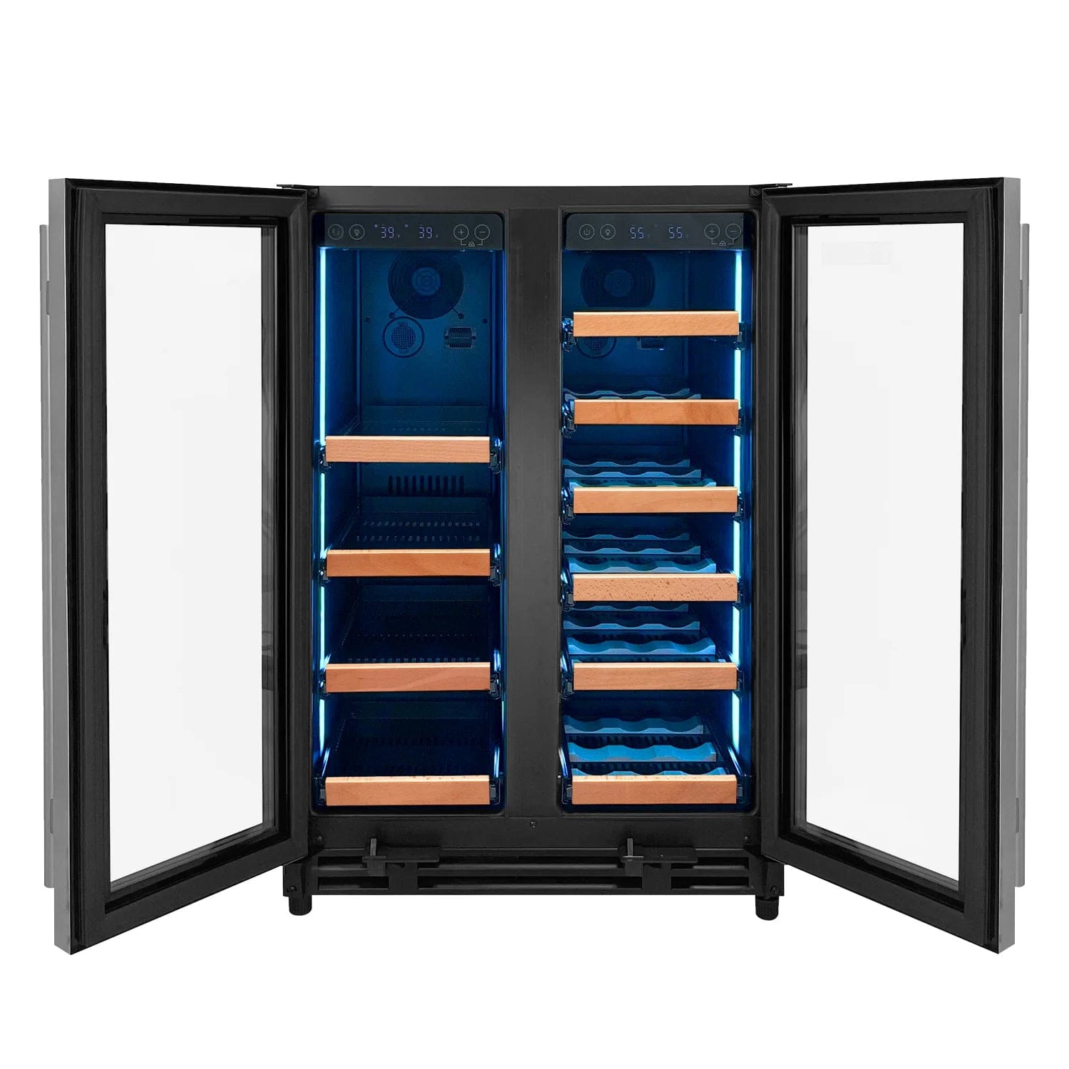 Allavino Residential Reserva Series 24" Wide Two Door Stainless Steel Wine Refrigerator/Beverage Center with Wood Front Shelves VSBCW34FD-2SW