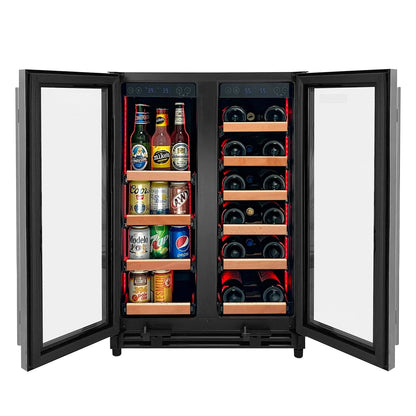 Allavino Residential Reserva Series 24" Wide Two Door Stainless Steel Wine Refrigerator/Beverage Center with Wood Front Shelves VSBCW34FD-2SW