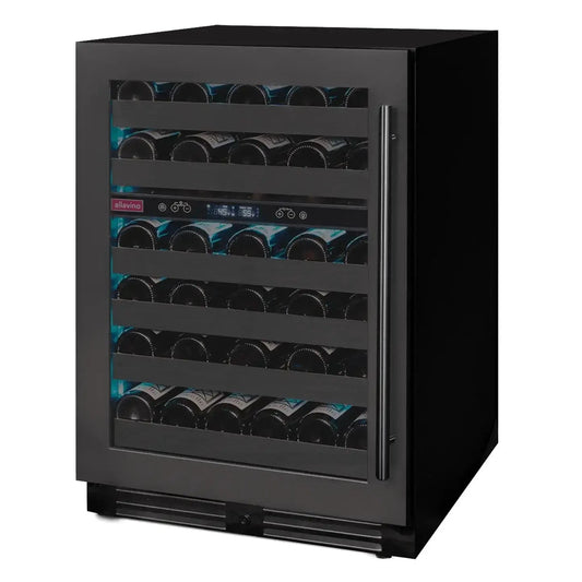 Allavino Residential Reserva Series 50 Bottle 34" Tall Dual Zone Left Hinge Black Stainless Steel Wine Cooler Refrigerator BDW5034D-2BSL