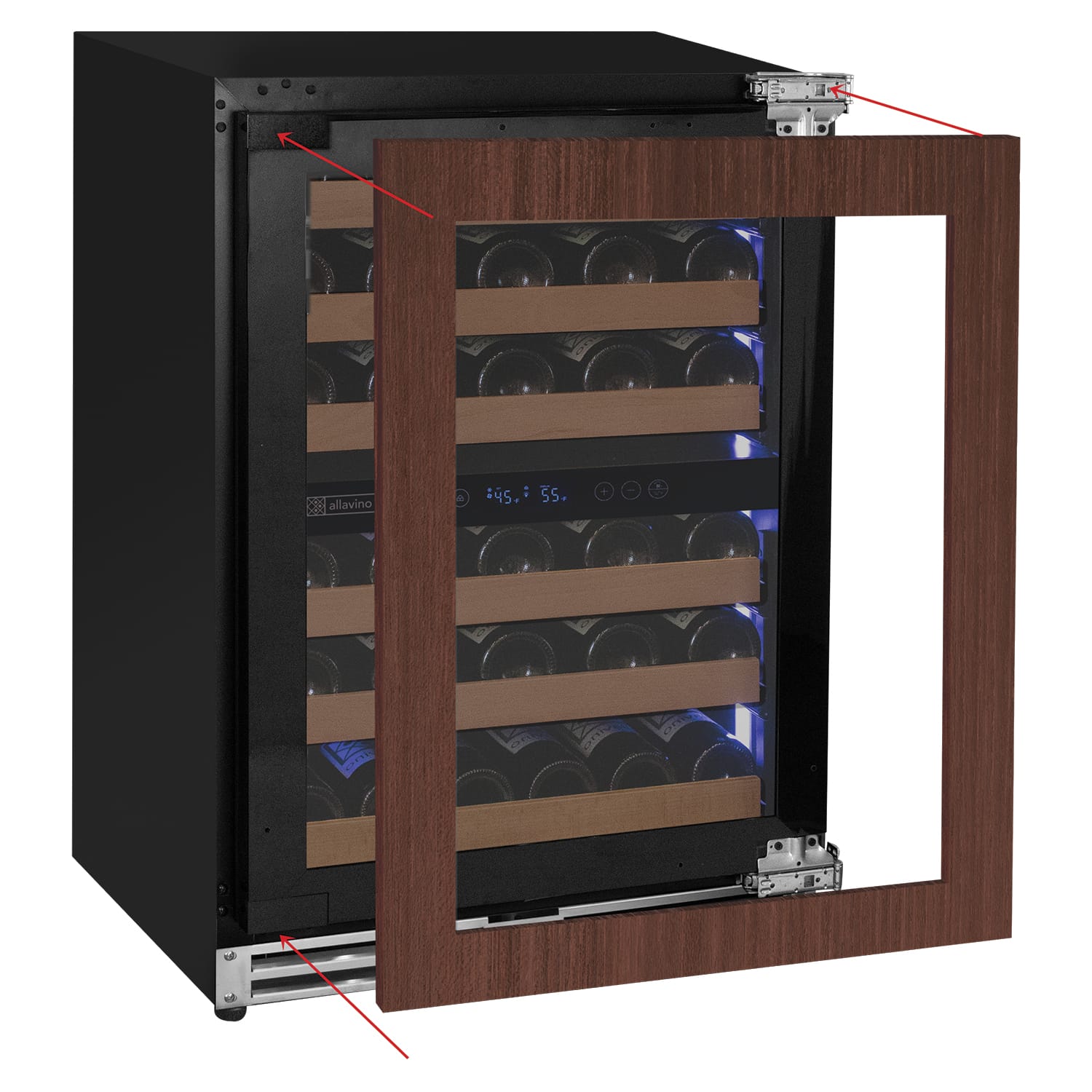 Allavino Wine Cooler Refrigerator Reserva Series 51 Bottle Built-in Luxury Wine Refrigerator with Panel Ready Overlay Door