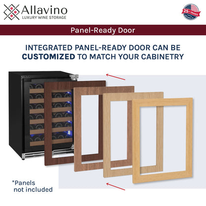 Allavino Wine Cooler Refrigerator Reserva Series 51 Bottle Built-in Luxury Wine Refrigerator with Panel Ready Overlay Door