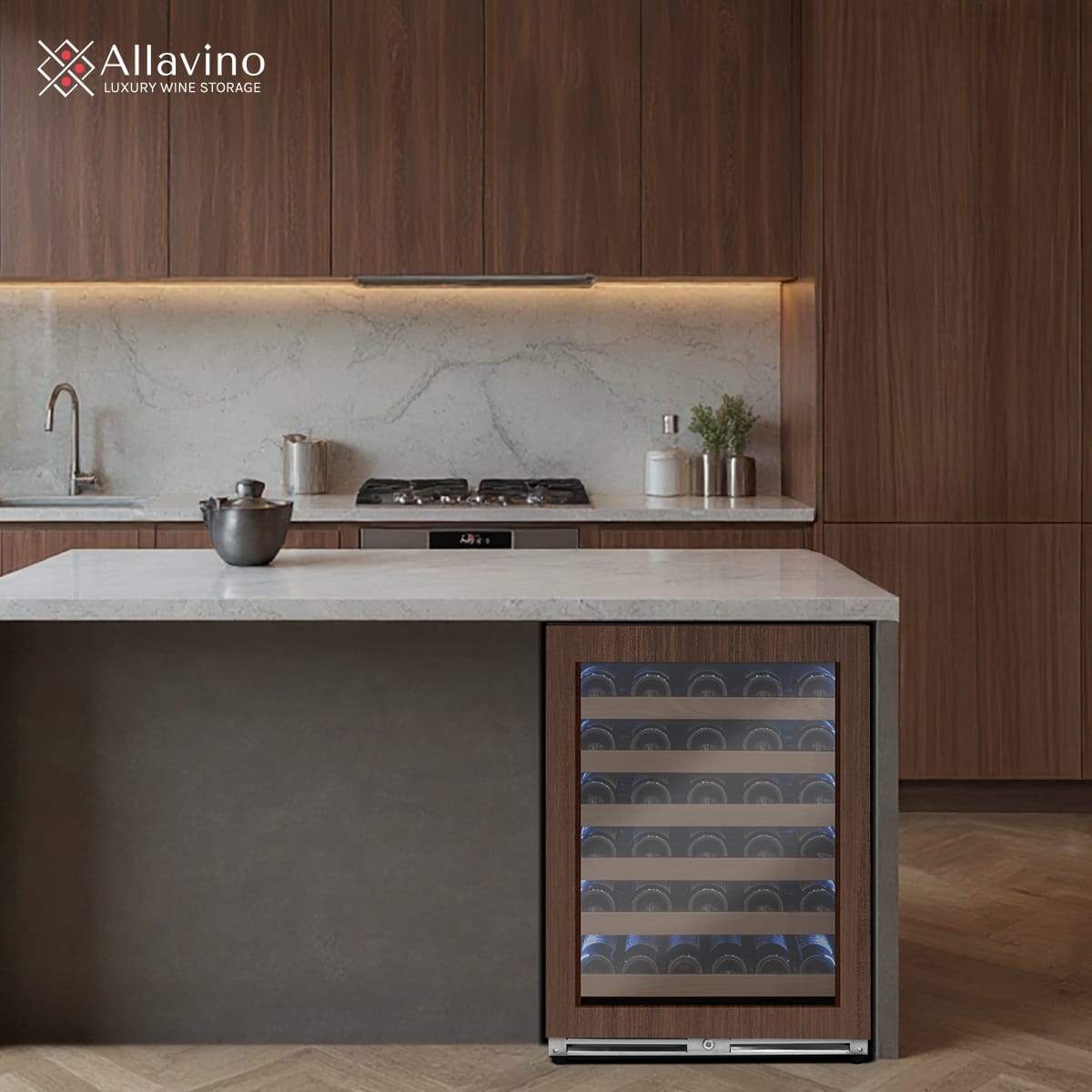 Allavino Wine Cooler Refrigerator Reserva Series 51 Bottle Built-in Luxury Wine Refrigerator with Panel Ready Overlay Door