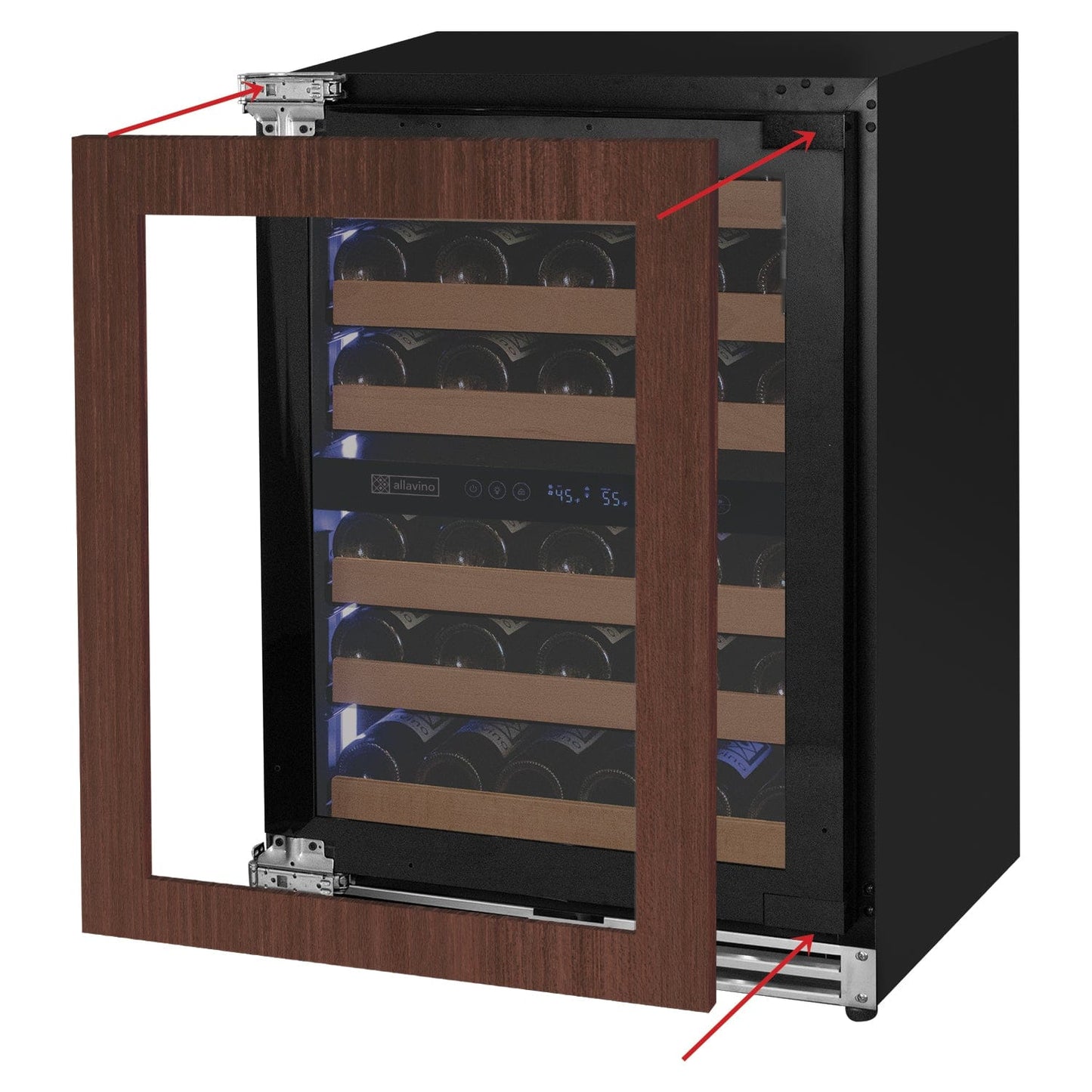 Allavino Wine Cooler Refrigerator Reserva Series 51 Bottle Built-in Luxury Wine Refrigerator with Panel Ready Overlay Door