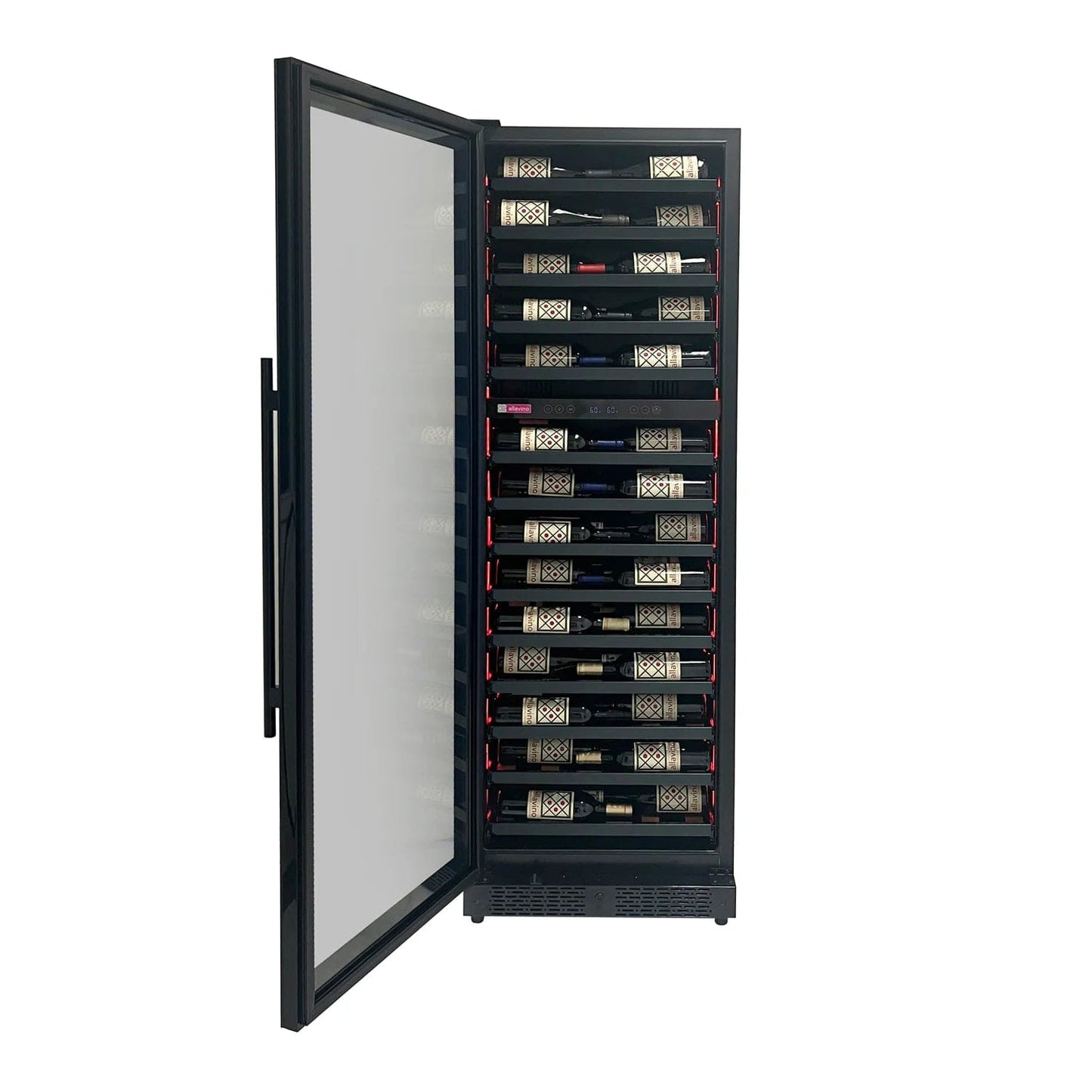 Allavino Residential Reserva Series 67 Bottle 71" Tall Dual Zone Left Hinge Black Shallow Wine Refrigerator Console VSW6771D-2BL