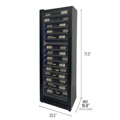 Allavino Residential Reserva Series 67 Bottle 71" Tall Dual Zone Left Hinge Black Shallow Wine Refrigerator Console VSW6771D-2BL