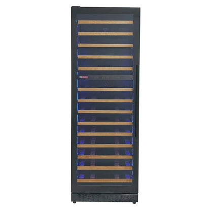 Allavino Residential Reserva Series 67 Bottle 71" Tall Dual Zone Right Hinge Black Shallow Wine Refrigerator with Wood Shelf Fronts VSW6771D-2BR-WD