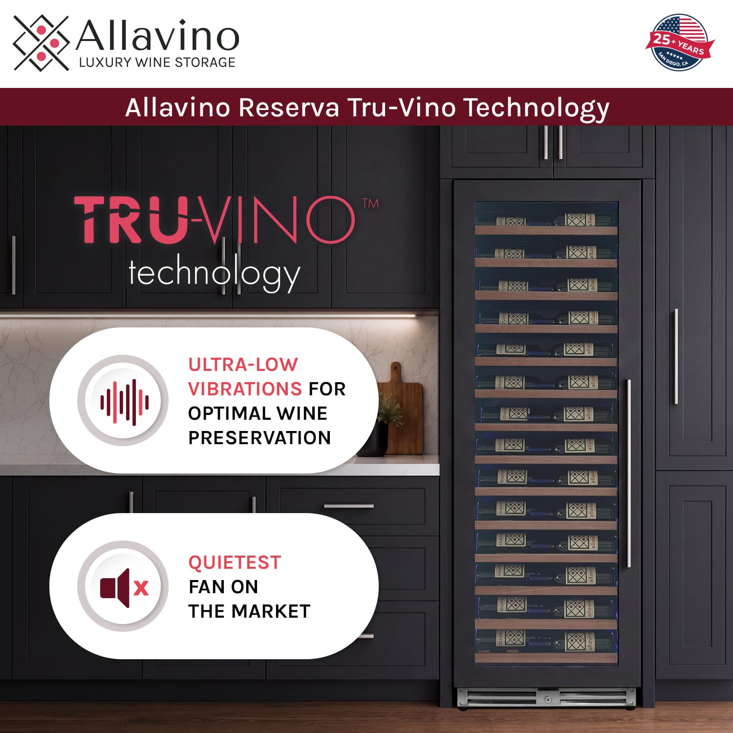 Allavino Wine Cooler Refrigerator Reserva Series 67 Bottle 71" Tall Panel Ready Overlay Shallow Wine Refrigerator with Wood Front Shelves - Right Hinge