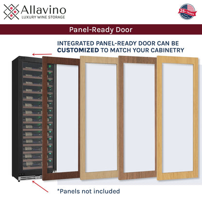 Allavino Wine Cooler Refrigerator Reserva Series 67 Bottle 71" Tall Panel Ready Overlay Shallow Wine Refrigerator with Wood Front Shelves - Right Hinge